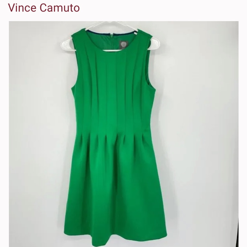 Vince Camuto Green Sleeveless Fit-and-Flare Dress